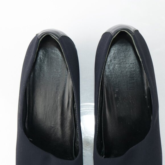 Munro Womens Julie Pump Size 11 NARROW Navy Satin Cap Toe Block Heel Slip On - Picture 9 of 12